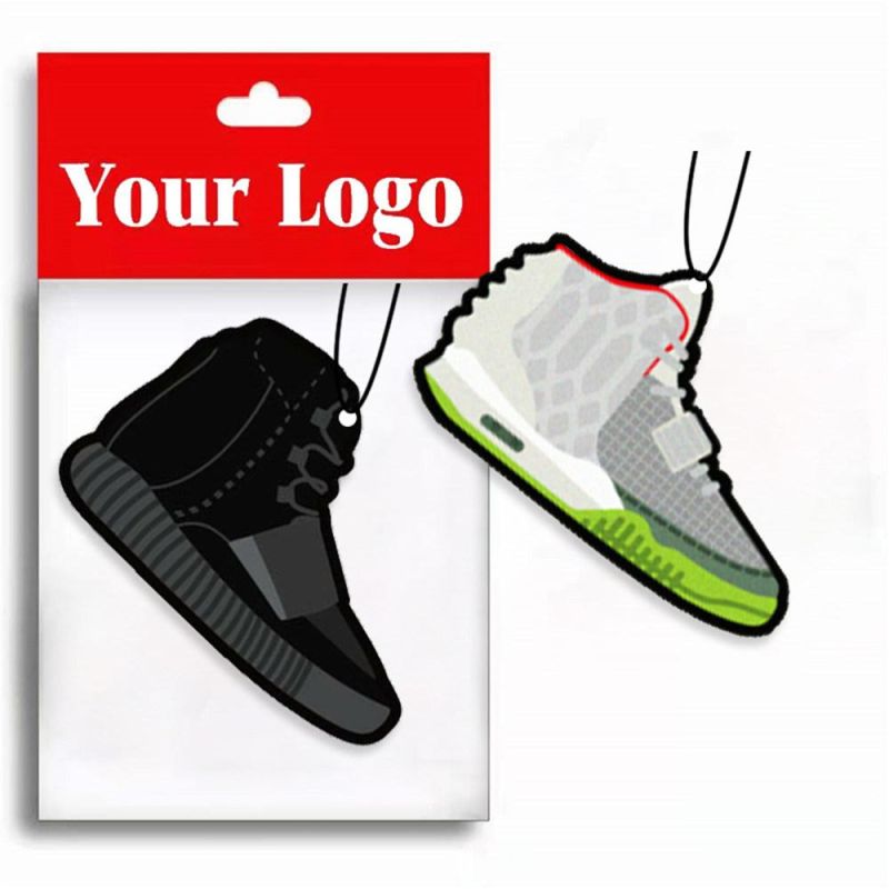 Low MOQ Custom Popular Design Paper Sneaker Car Air Freshener Nikc Shoes with Logo Double Sides