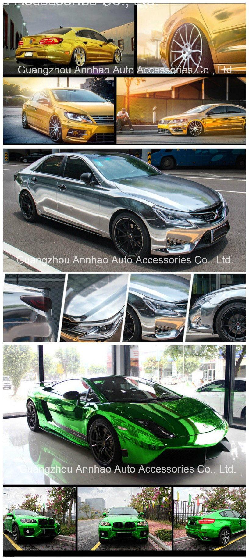 1.52*18m Size Car Body Wrapping Stretchable Mirror Chrome Vinyl with Air Bubble