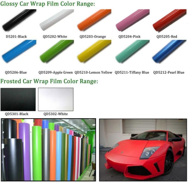 Auto Accessory Glossy Black Vinyl Film 1.52*18m Air Channel Car Wrapping Film Car Color Change Vinyl Sticker