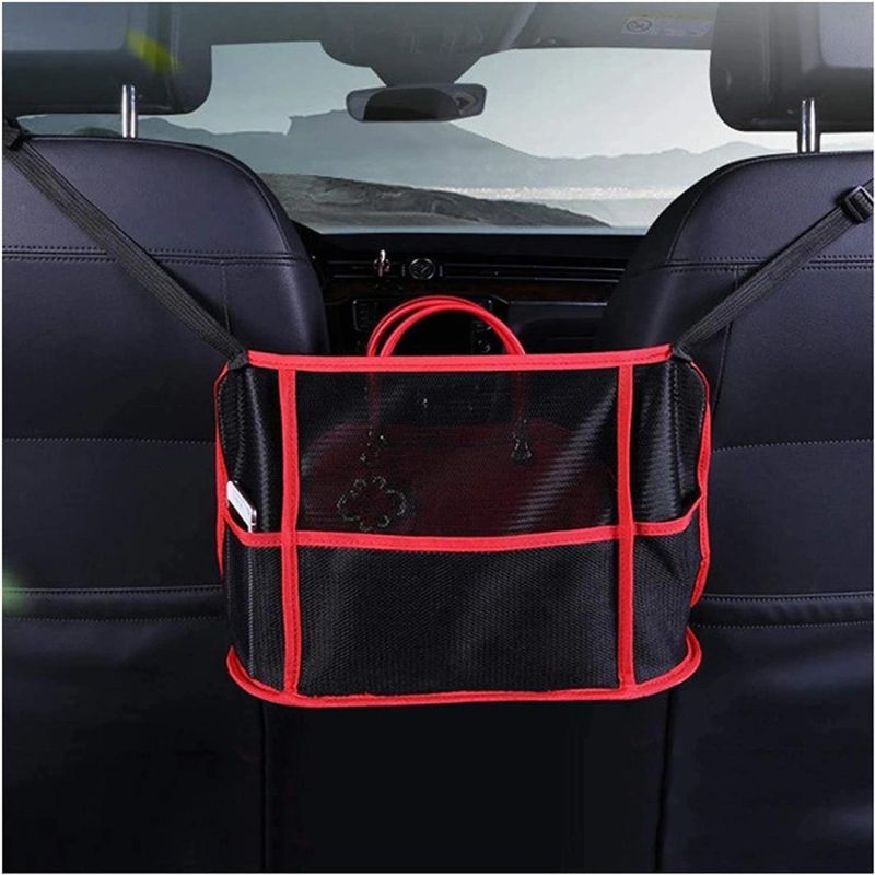 Car Net Pocket Handbag Holder Between Seats, Handbag Holder for Car Front Seat Storage and Handbag Holding Net, Car Organizer for Purse Phone Documents, Barrier