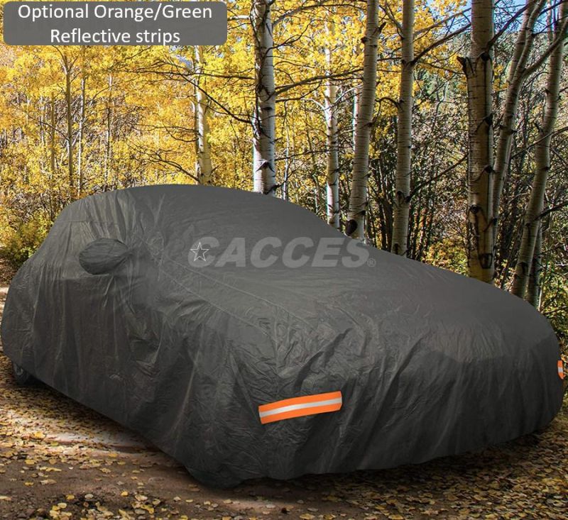 6-Layer Car Cover Waterproof All Weather, Outdoor Car Covers for Automobiles W/Zipper Door, Hail UV Snow Wind Protection, Universal Full Car Cover for Sedan SUV