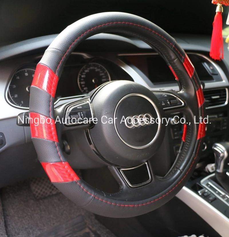 High Qulaity PVC Leather Carbon Fiber Car Steering Wheel Cover