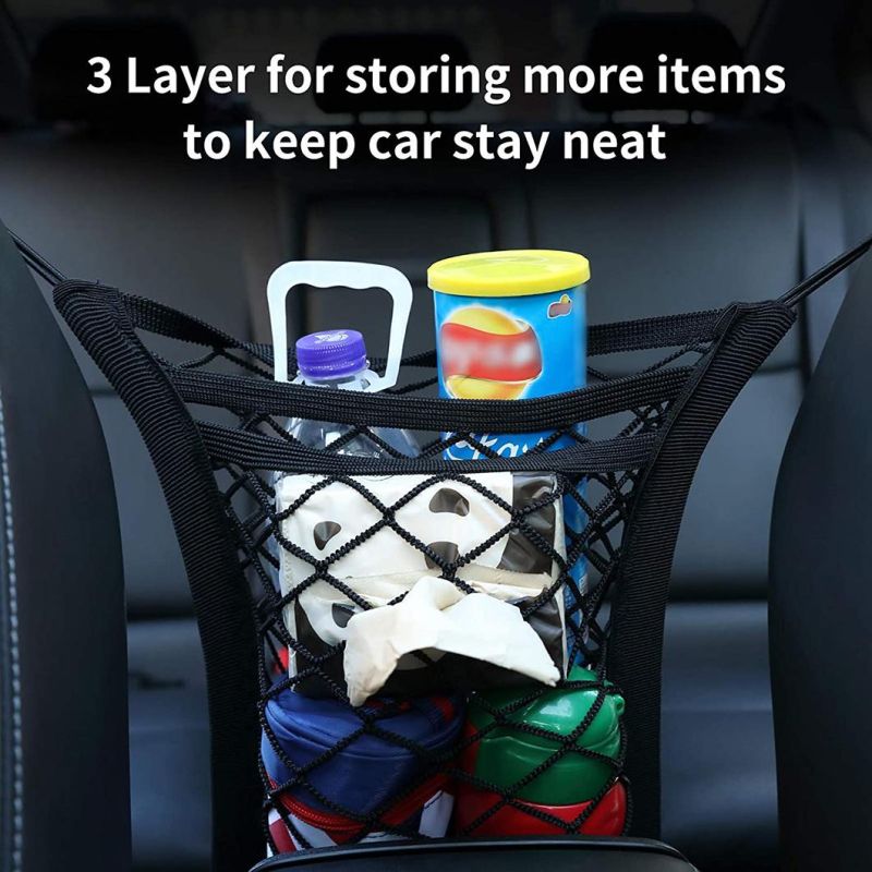 Grocery Bag Headrest Hooks Purse Holder for Car Barrier of Backseat Pet Kids Driver Storage Netting Pouch Car Handbag Holder Organizer