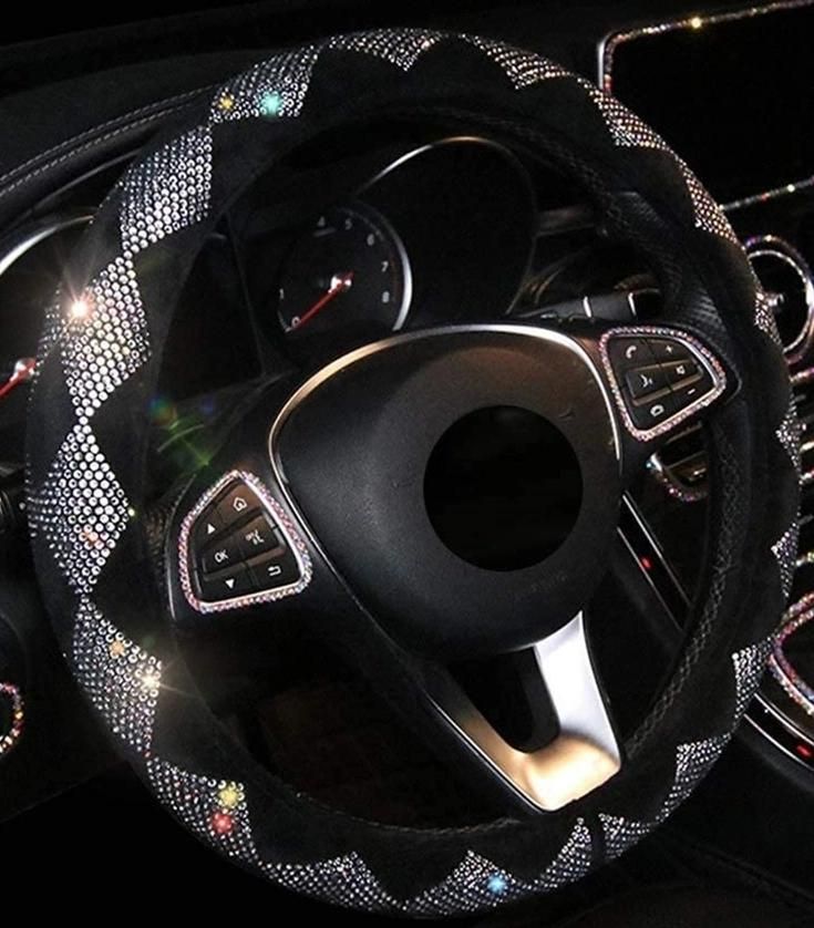 Car Accessory Diamond Plush Steering Wheel Cover