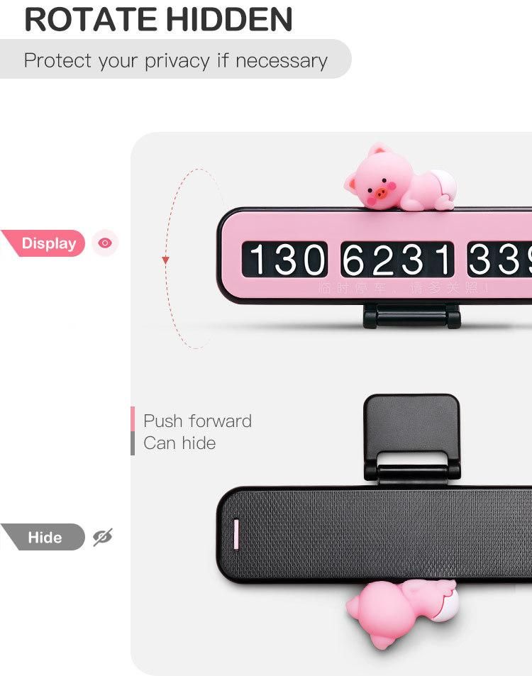 Pink Cartoon High Temperature Resistance Temporary Phone Number Car Parking Card Car Accessory