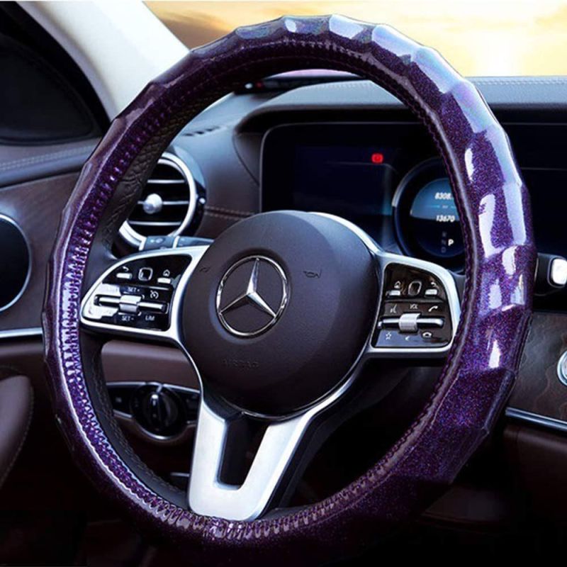 Car Shiny Steering Wheel Cover Car Men′s and Women′s Sky Cute General Motors 14.5 15-Inch Anti-Skid Wave Wheel Cover, Purple