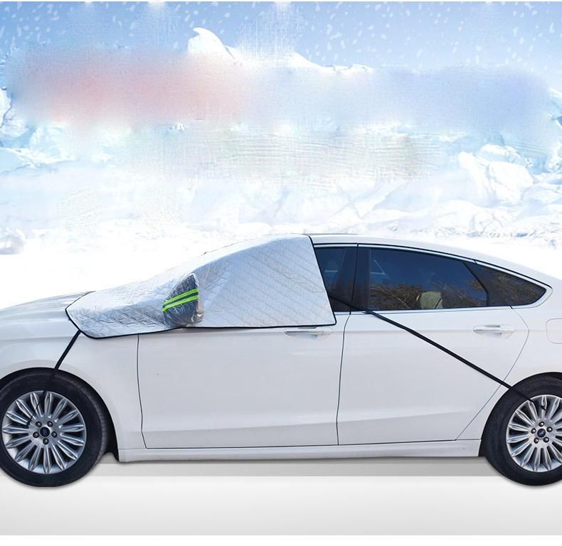 Wholesale Outdoor Windproof Waterproof Magnetic Half Car Cover Sunshade Protector Car Windshield Snow Ice Cover with Rear Mirror Cover