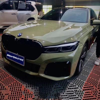 Tsautop 1.52*18meter Khaki Green Super Gloss Crystal Auto Vinyl Wrap for Sale