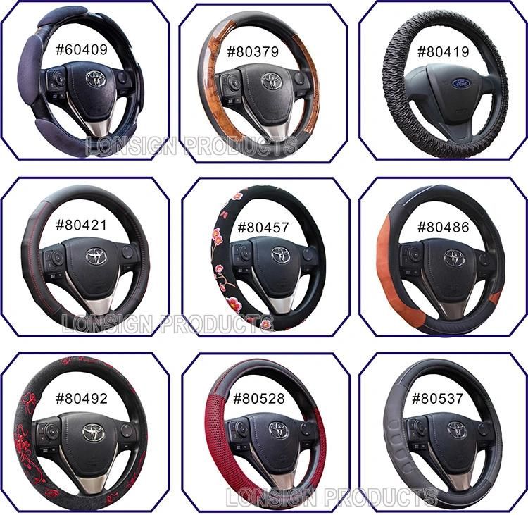 Custom Car 38cm Genuine Real Leather Black Auto Truck Steering Wheel Cover