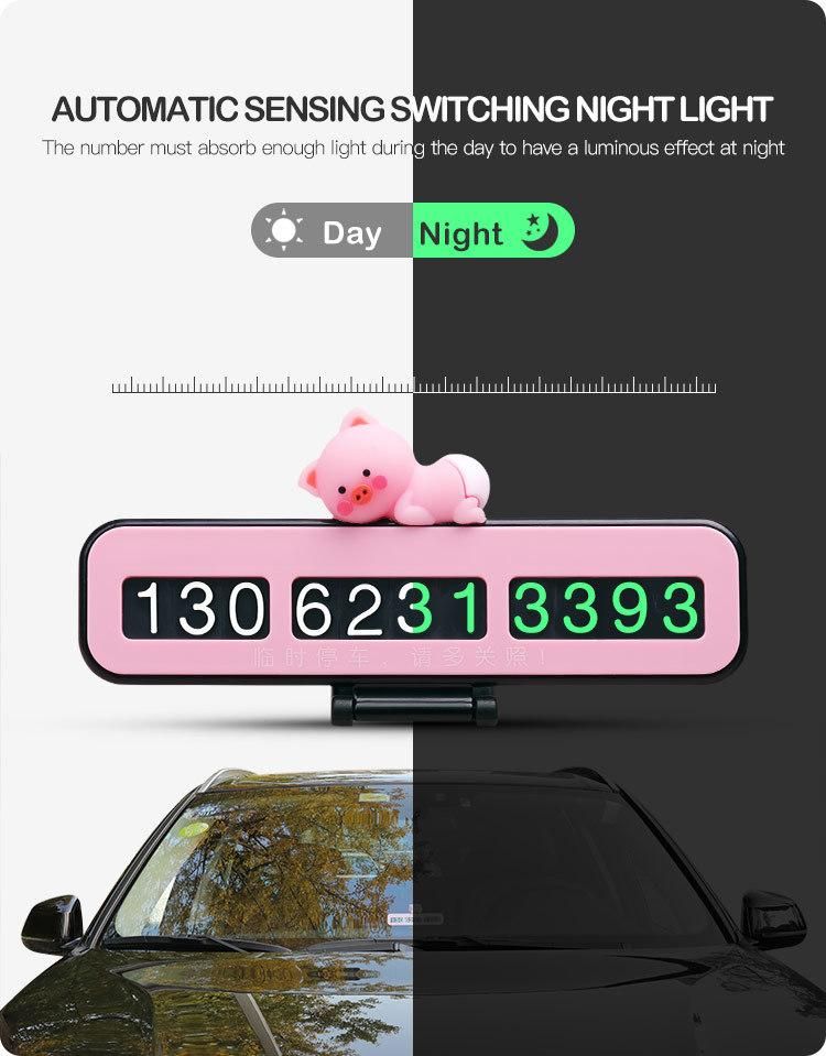 Pink Cartoon High Temperature Resistance Temporary Phone Number Car Parking Card Car Accessory