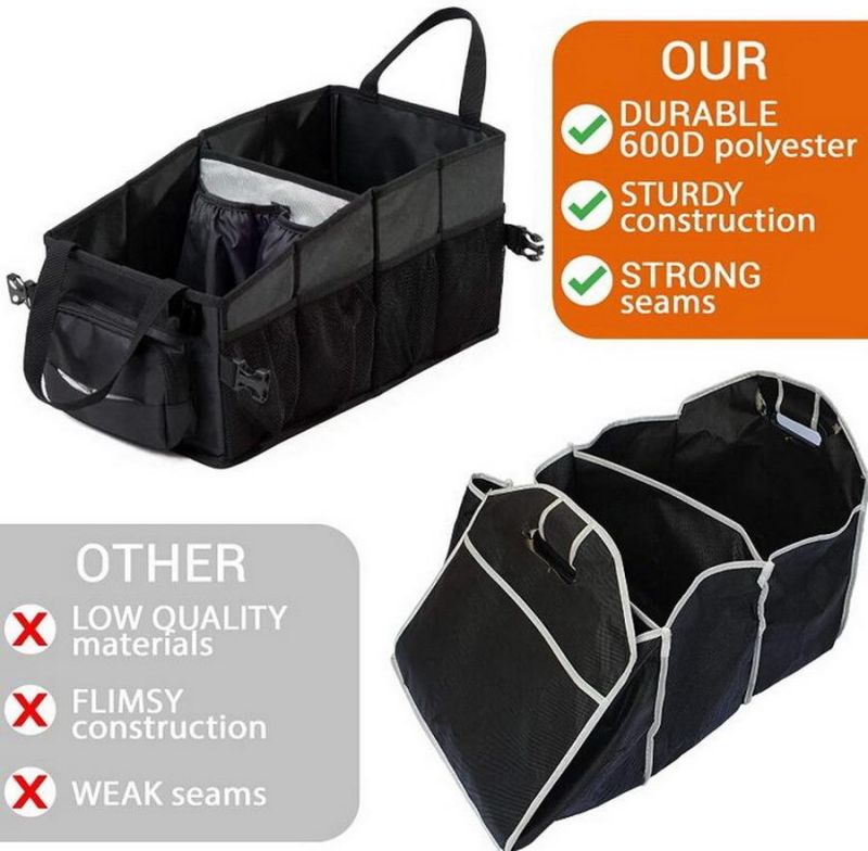 Multi-Functional Durable Traveling Outdoor Back Seat Storage Container Large Car Organiser Carry Tote Bag Trunk Car Seat Organizer