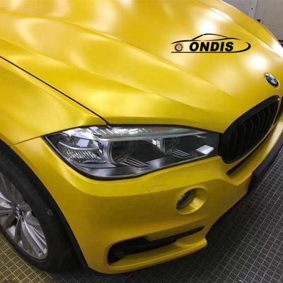 Car Body Vinyl Sticker Yellow Electric Matte Satin Chrome Car Wrap Film