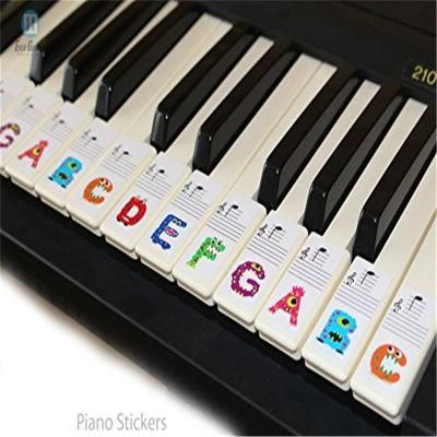 Custom Transparent Plastic Removable Piano Keyboard Note Stickers