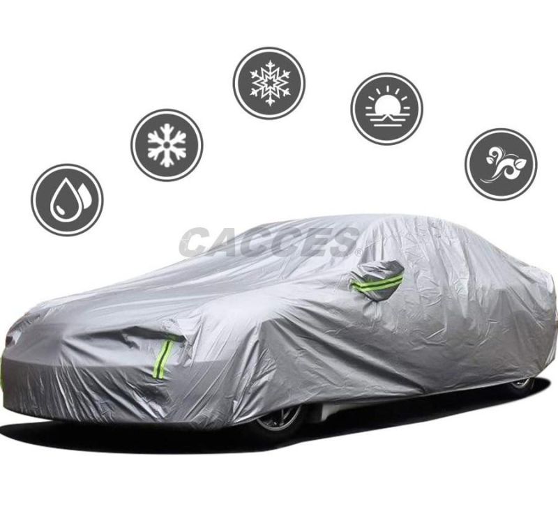 Aluminum Film+PP Cotton Car Cover Waterproof All Weather for Automobiles, 6 Layers Heavy Duty Outdoor Cover, Indoor with Zipper Cotton Sedan, SUV Cover Car Tarp