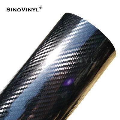 SINOVINYL Glossy Big Textile 5D Carbon Fiber Black Vinyl Whole Car Wrapping Cover Vinyl Film