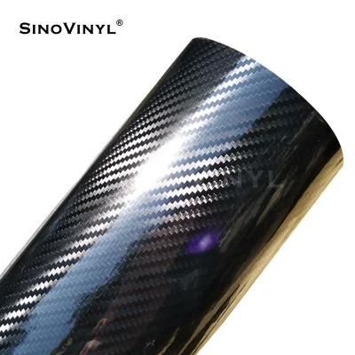 SINOVINYL Glossy Black 5D Carbon Fiber Vinyl 1.52*18M Automotive Removable Car Wrap Sticker