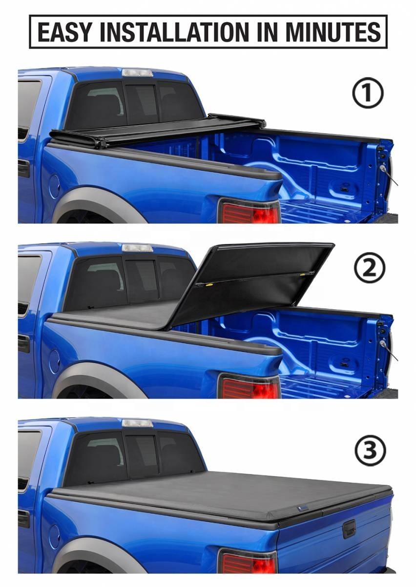 Soft Tri-Fold Tonneau Cover for F150 6.5′ for 04-19 6.5′ Truck Bed