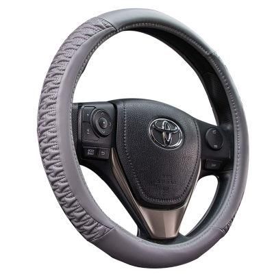 Shrink Car 38cm Genuine Real Leather Black Steering Wheel Cover