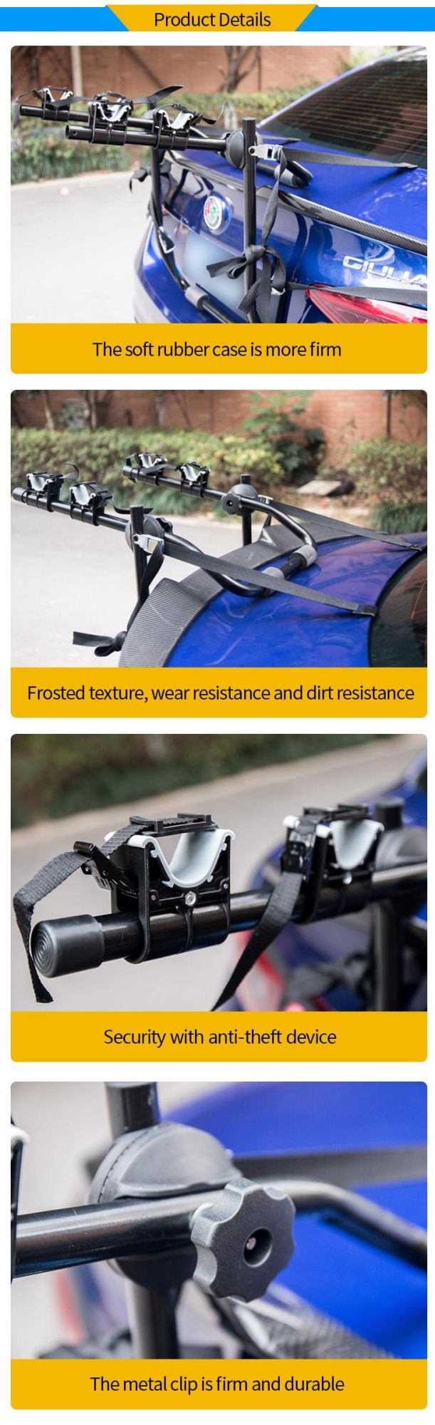 OEM Manufacturer Customizable Collapsible 3 Bikes Rear Mounted Bike Rack for Tow Hitch