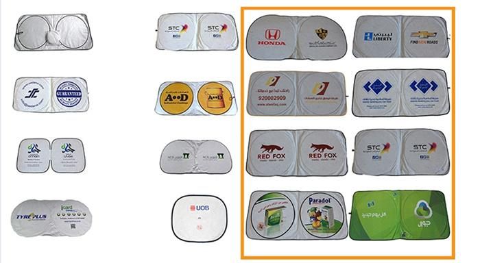 Customized Logo Promotional 150*70cm 170t Silver Cloth Car Sunshade