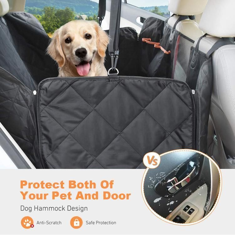 Non-Slip Washable Dog Car Seat Covers with Mesh Visual Window, Durable Pet Dog Seat Cover for Back Seat with Storage Pockets