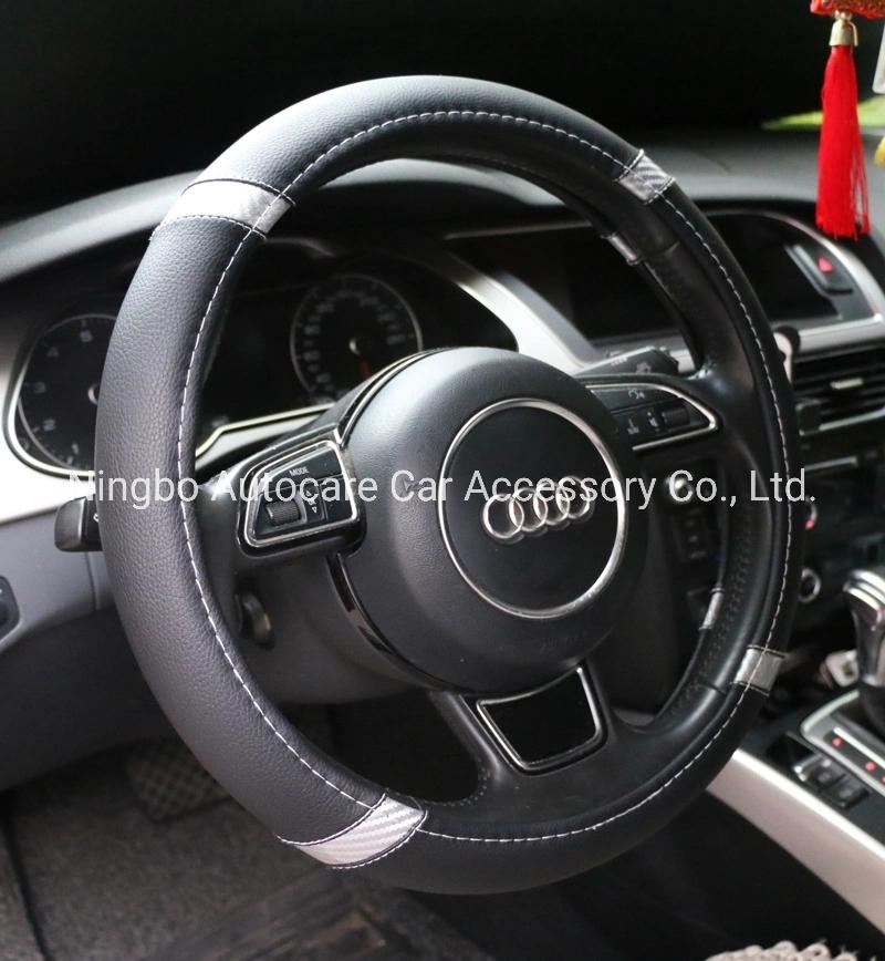 Leather PVC Carbon Fiber Steering Wheel Cover