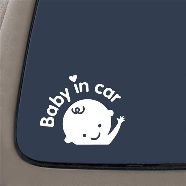 Custom Baby Rider on Board White Mini Car Sticker