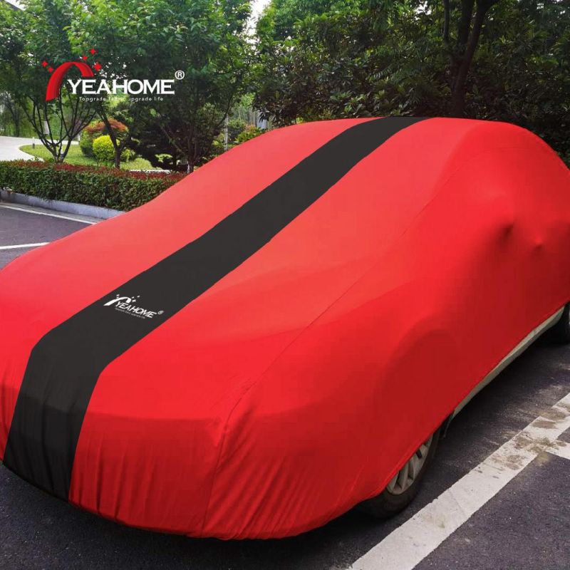 Striped Design Soft Elastic Form-Fits Indoor Car Cover Dust-Proof Auto Cover