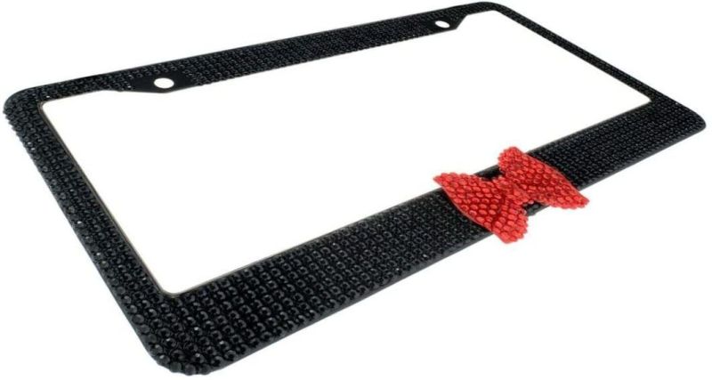 Auto Accessories Black Bling Plate Frame with Bow