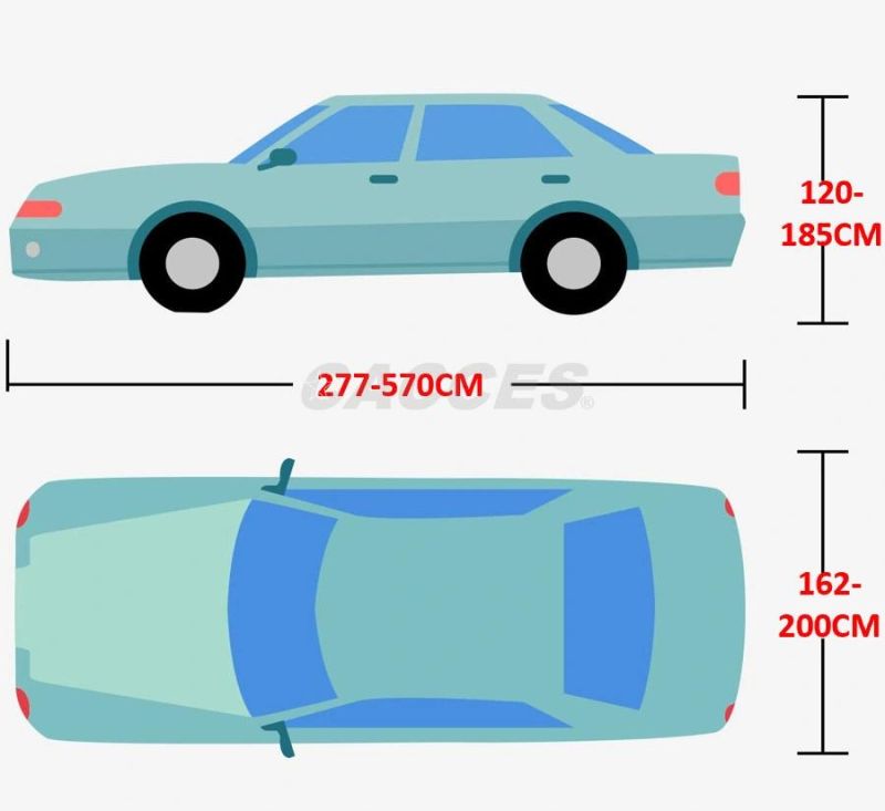 Cacces Factory Customized Fit Grey Waterproof Rain Barrier Non-Woven Fabric Car Cover, Fit up From 109" to 212.6" Sedan, SUV, MPV & Motorcycle Multiple Layers