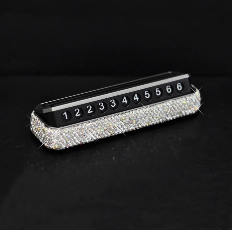 Temporary Parking Phone Number Sign Car Moving Number Card Diamond Rhinestone Phone Number Plate for Vehicle