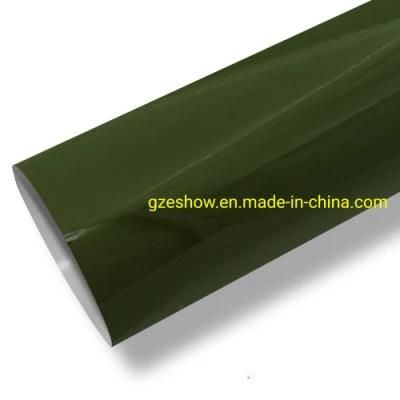 Super Wet Gloss Dark Olive Green Vinyl Car Wrap Film