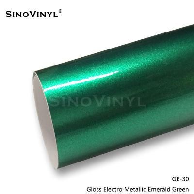 SINOVINYL 1.52X18M/5X59FT Vinly Removable Gloss Electro Metallic Car Wrap Decoration Vinyl