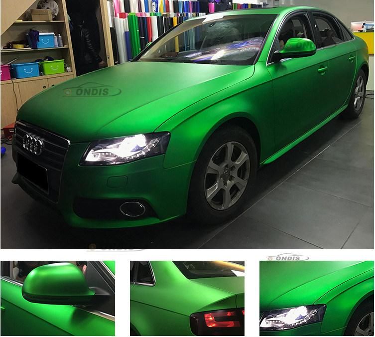 1.52*18m Interior or Exterior Car Decoration Air Bubble Free Matte Chrome Green Car Vinyl Sticker