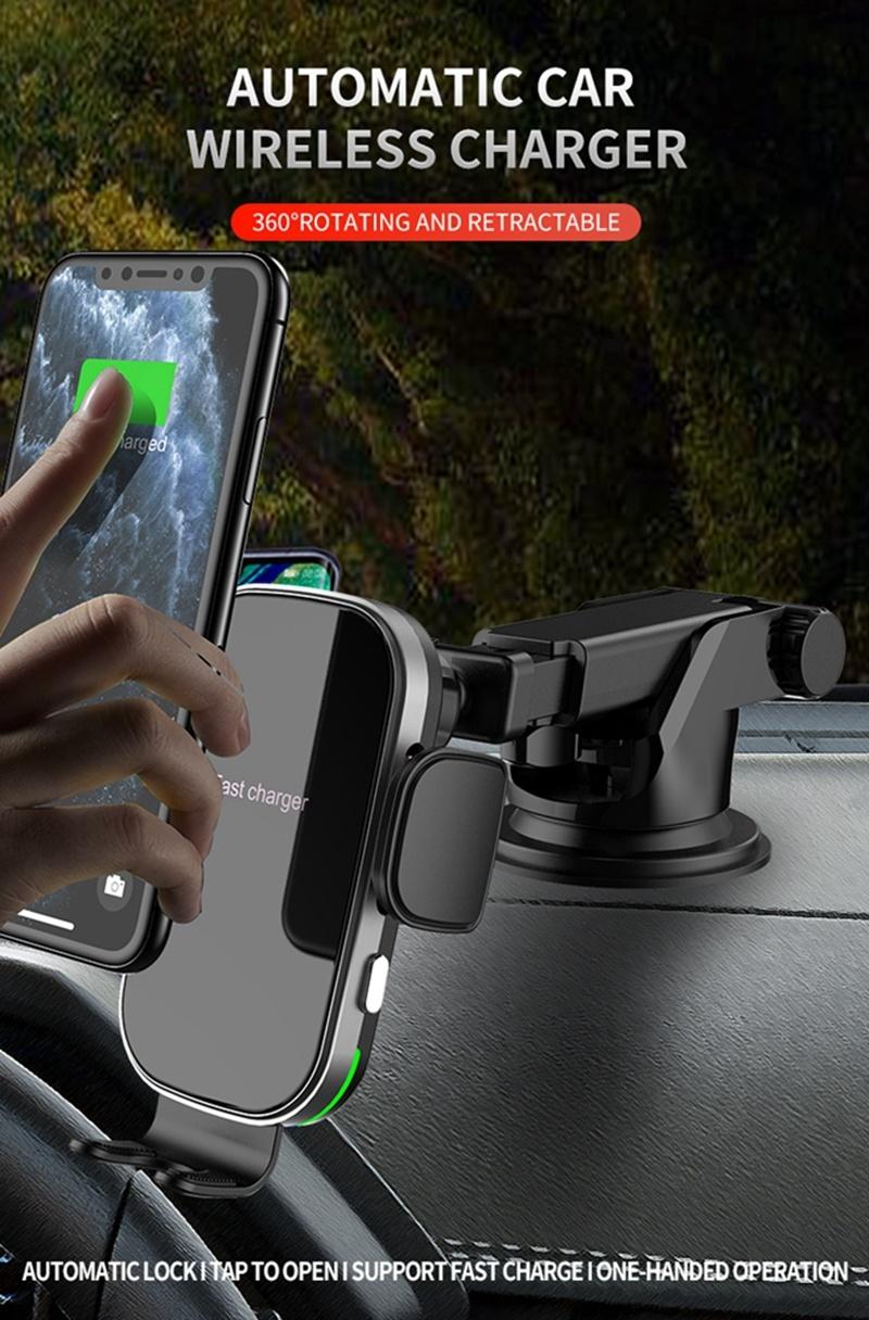 OEM Style 360degree Roated Ond Hand Operate Mobile 15W Power Automatic Wireless Fast Charging Magnetic Phone Car Holder with Vent Clip / Sucker Shape