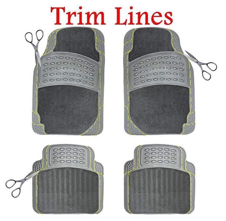 All Weather Front Rear Semi Carpet Rubber Floor Mat for Car Truck Van SUV (gray)