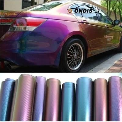 1.52*28m Purple Blue Chameleon Vinyl Car Decoration Wrapping Sticker Rolls Wholesale