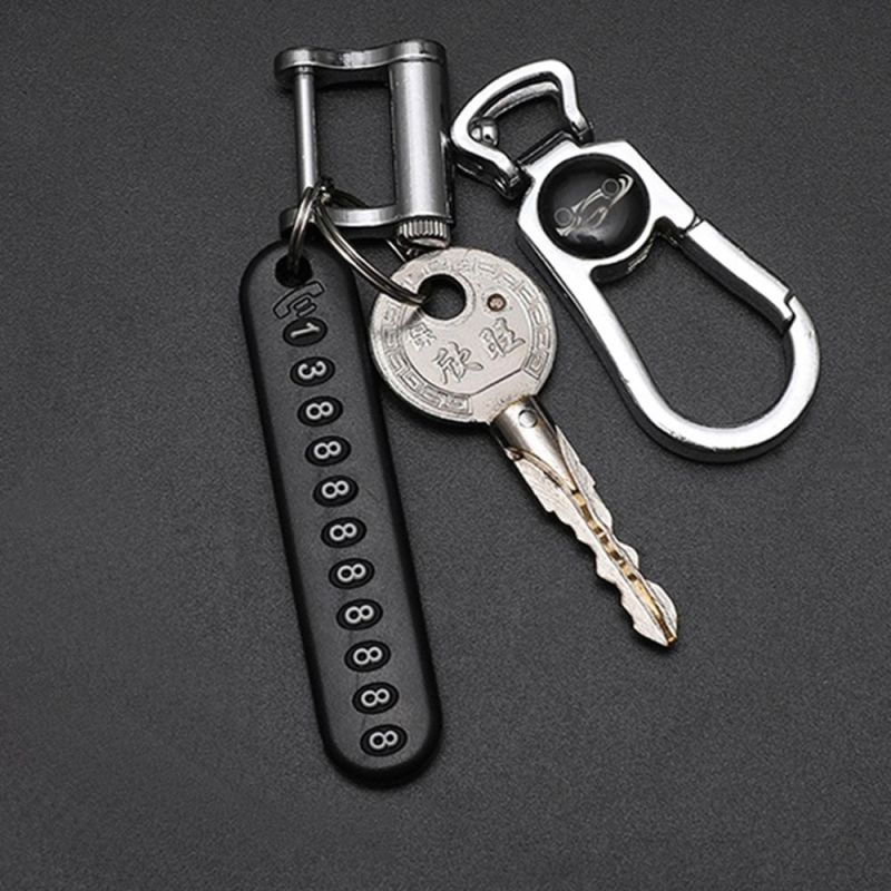 Car Keychain Pendant, Anti-Lost Phone Number Plate Car Key Chains Bag Pendant Universal Key Holder