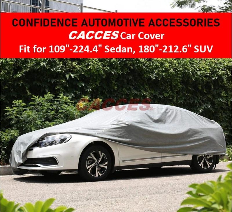 Cacces Factory Customized Fit Grey Waterproof Rain Barrier Non-Woven Fabric Car Cover, Fit up From 109" to 212.6" Sedan, SUV, MPV & Motorcycle Multiple Layers