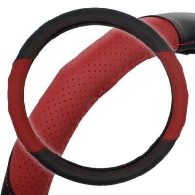 Universal Auto Car Accessories Red and Black Car Steering Wheel Cover Leather