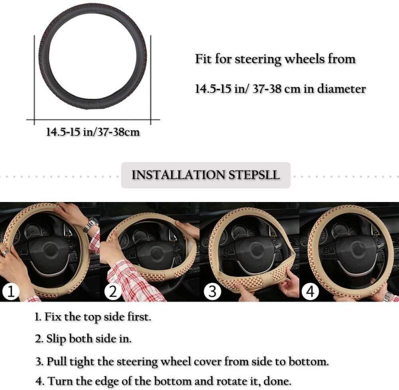 The Car′s Steering Wheel Cover Is Made of Microfiber Leather and Ice Cream, Which Is Non-Slip and Breathable in 15 Inches