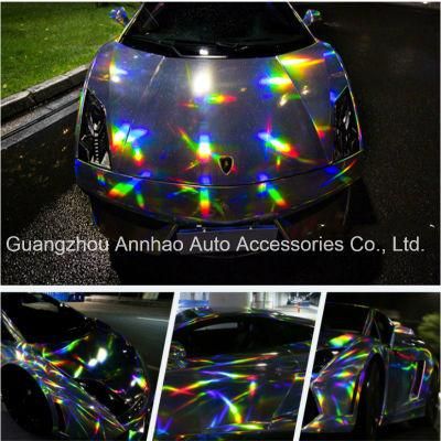 Holographic Laser Chrome Rainbow Car Bubble Vinyl Wrap