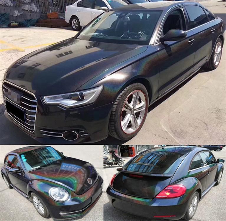 High Quality Black Glossy Iridescence Laser Vehicle Wrapping Body Stickers Foil Car Vinyl Film