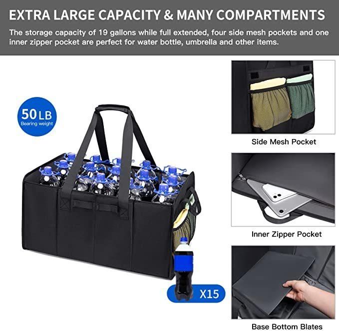 Big Utility Tote Bag with Pocket Car Trunk Storage Organizer