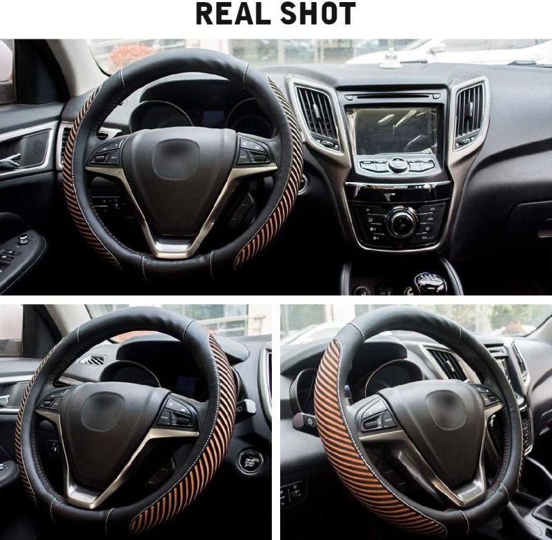 The Steering Wheel Cover Is Made of Super-Fine Fiber Leather Viscidity, Breathable, Non-Slip, No Peculiar Smell, Warm in Winter and Cool in Summer, New Orange