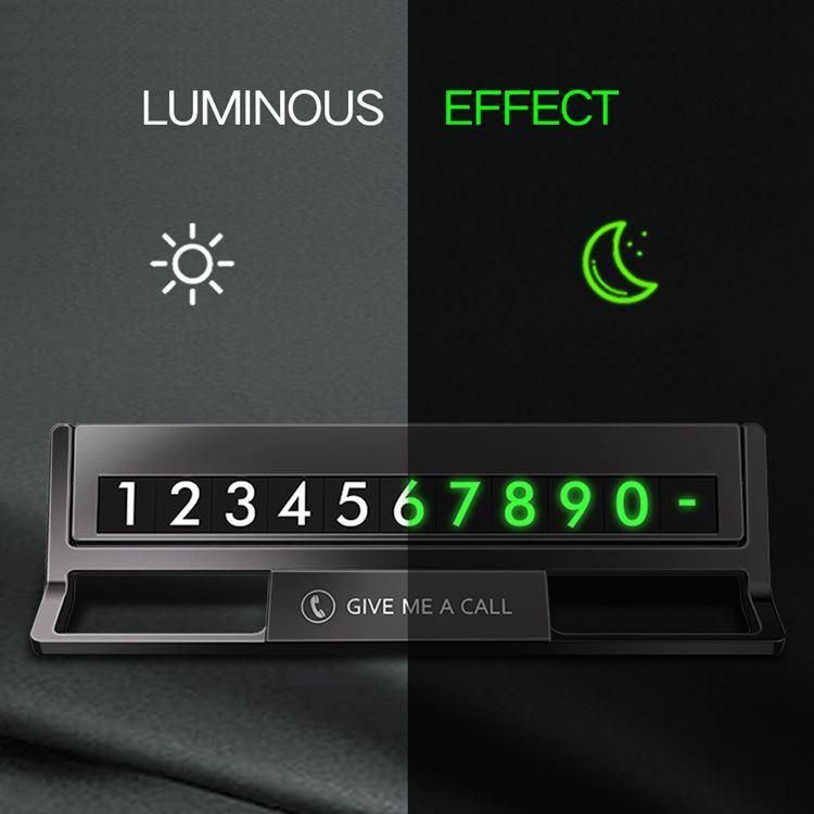 Night Luminous Hidden Phone Number Car Parking Card Car Temporary Parking Phone Number Plate for Automotive Interior Accessories