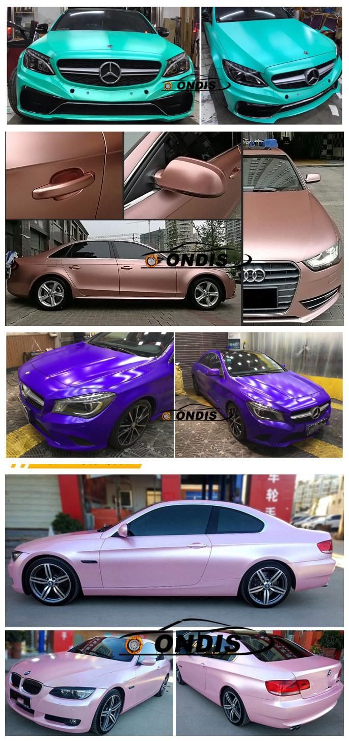 2018 Ondis PVC Film Self Adhesive Vinyl Titanium Grey Electric Satin Chrome Car Vinils