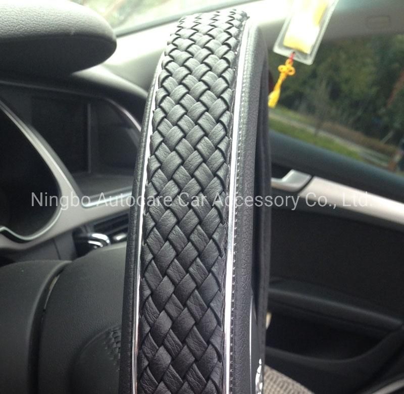 Cheap Price PVC Leather Carbon Fiber Yellow Steering Wheel Cover