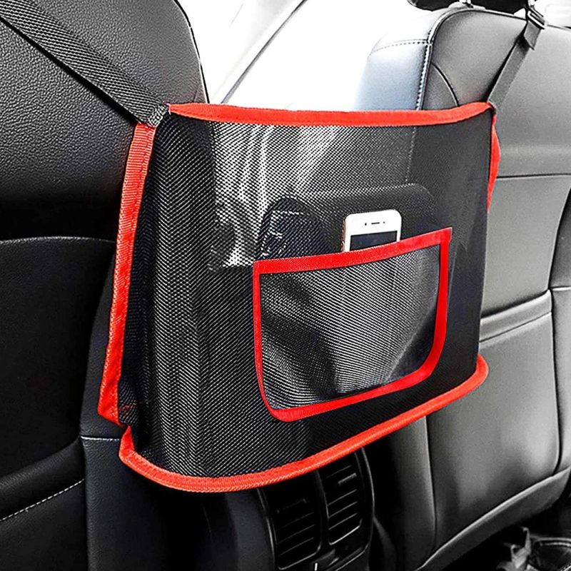 Car Net Pocket Handbag Holder Between Seats, Car Organizers Mesh, Barrier of Backseat Pet Kids, Car Storage Bag for Purse Phone Books Documents, Driver Storage