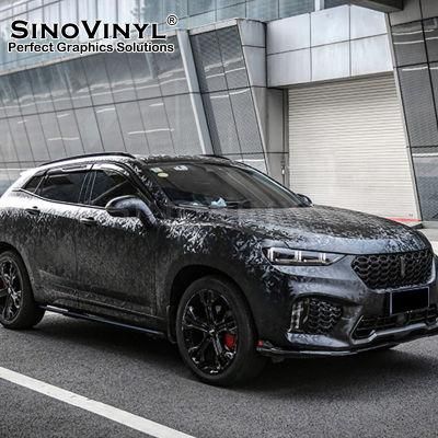 SINOVINYL 3D Ghost Camo Carbon Black Car Wrap Vinyl Film